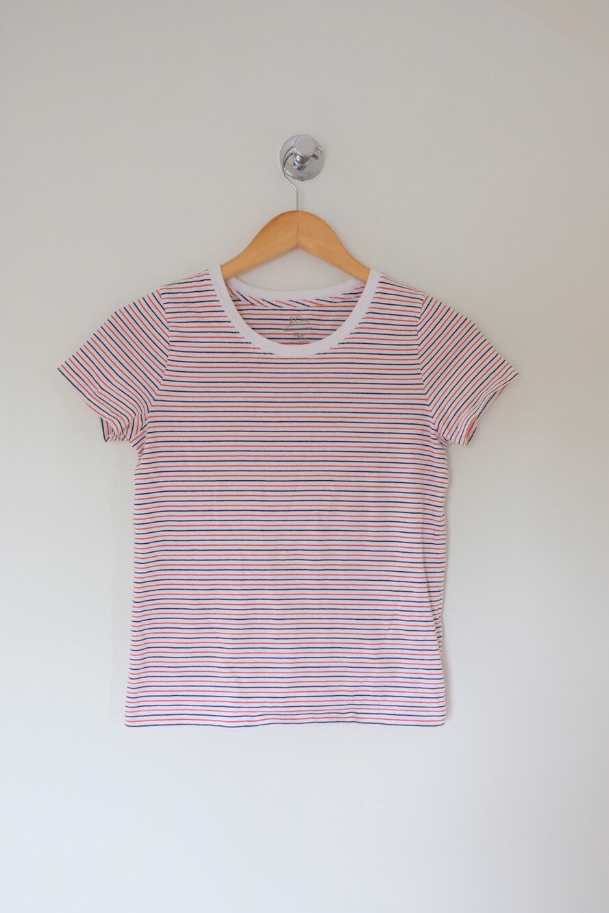 J.Crew Essential Tee Striped Crewneck XS Red Navy White Nautical Basic
